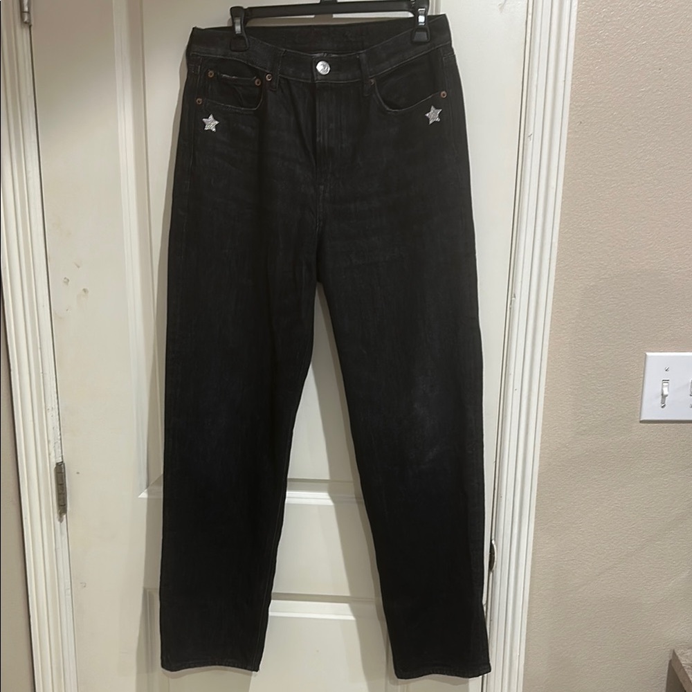 American Eagle Black Denim Jeans with Star Accents